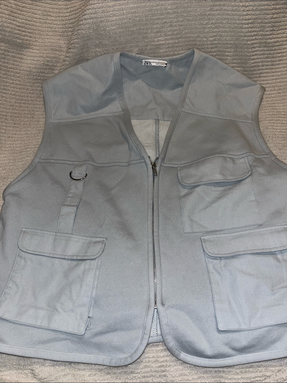 Zara Light Gray Utility Vest with Front Pockets